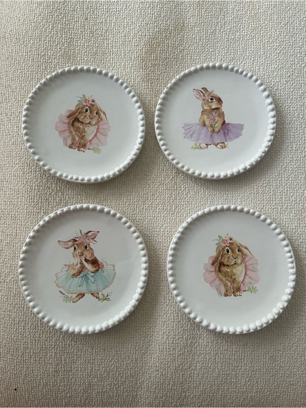 Hobby Lobby White Adorable Bunny Ceramic Dessert Plate with Printed Mark